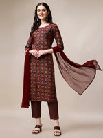 Thumbnail for Printed Kurta With Pant & Dupatta Set, Multicolor - Hiral Fashion - Distacart