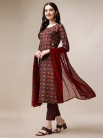 Thumbnail for Printed Kurta With Pant & Dupatta Set, Multicolor - Hiral Fashion - Distacart