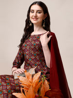 Thumbnail for Printed Kurta With Pant & Dupatta Set, Multicolor - Hiral Fashion - Distacart