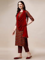 Thumbnail for Printed Kurta With Pant & Dupatta Set, Multicolor - Hiral Fashion - Distacart