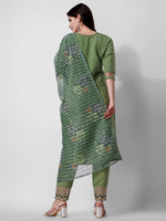 Thumbnail for Hand Embroidered Kurta With Pant And Dupatta Set Premium, Multicolor - Hiral Fashion - Distacart