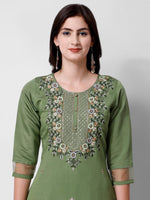 Thumbnail for Hand Embroidered Kurta With Pant And Dupatta Set Premium, Multicolor - Hiral Fashion - Distacart