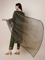 Thumbnail for Embroidered Kurta With Pant And Printed Dupatta Set, Multicolor - Hiral Fashion - Distacart