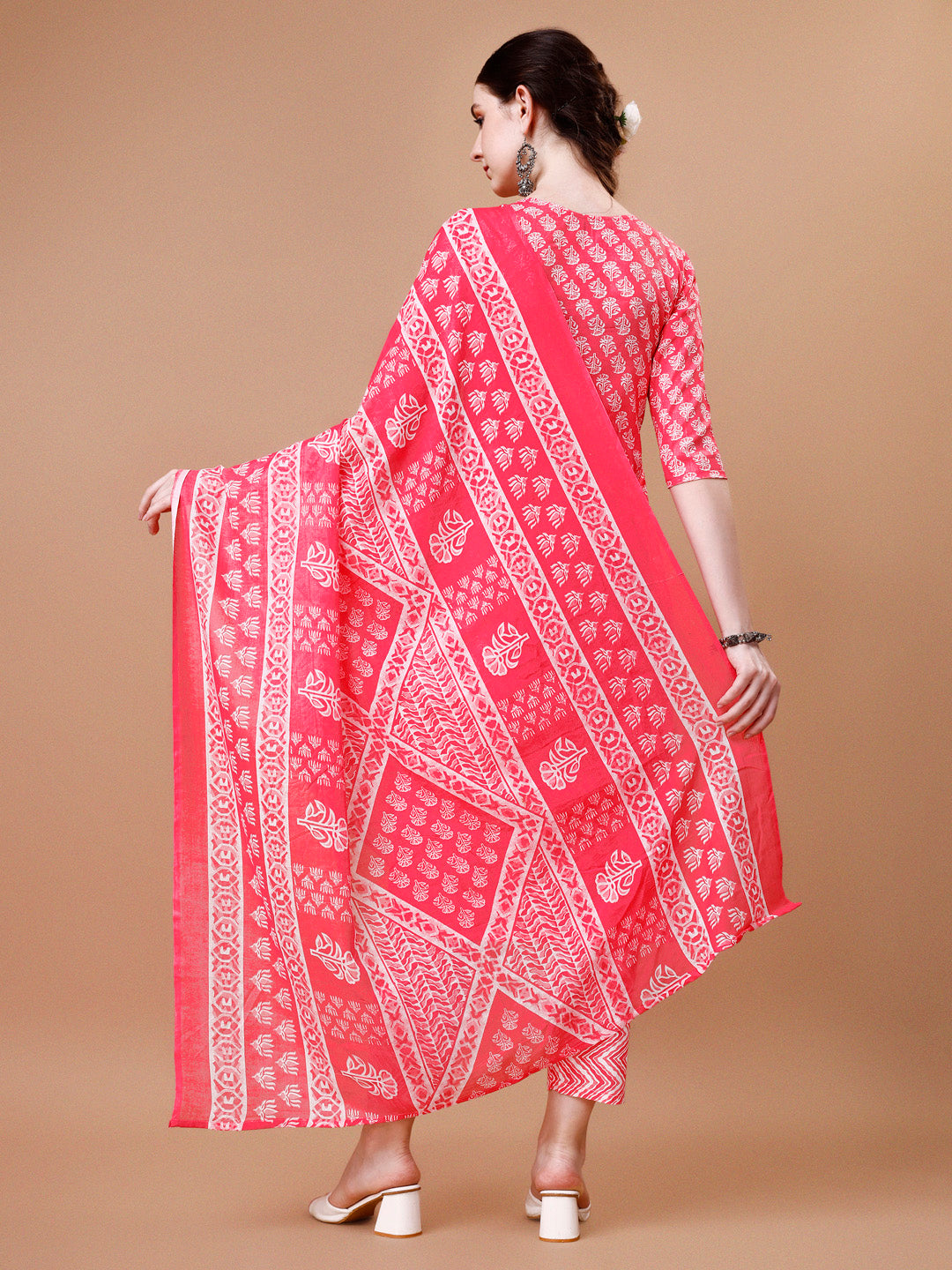 Embroidered & Floral Printed Kurta With Pant & Dupatta, Multicolor - Hiral Fashion - Distacart