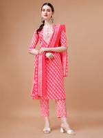 Thumbnail for Embroidered & Floral Printed Kurta With Pant & Dupatta, Multicolor - Hiral Fashion - Distacart