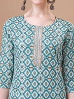 Thumbnail for Printed & Lace Yoke Embroidered Kurta With Pant & Dupatta, Multicolor - Hiral Fashion - Distacart