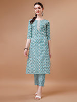 Thumbnail for Printed & Lace Yoke Embroidered Kurta With Pant & Dupatta, Multicolor - Hiral Fashion - Distacart