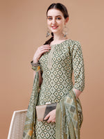 Thumbnail for Printed & Lace Yoke Embroidered Kurta With Pant & Dupatta, Multicolor - Hiral Fashion - Distacart