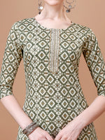 Thumbnail for Printed & Lace Yoke Embroidered Kurta With Pant & Dupatta, Multicolor - Hiral Fashion - Distacart