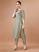 Thumbnail for Printed & Lace Yoke Embroidered Kurta With Pant & Dupatta, Multicolor - Hiral Fashion - Distacart