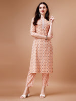 Thumbnail for Printed & Lace Yoke Embroidered Kurta With Pant & Dupatta, Multicolor - Hiral Fashion - Distacart
