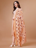 Thumbnail for Printed & Lace Yoke Embroidered Kurta With Pant & Dupatta, Multicolor - Hiral Fashion - Distacart
