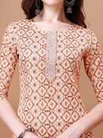 Thumbnail for Printed & Lace Yoke Embroidered Kurta With Pant & Dupatta, Multicolor - Hiral Fashion - Distacart
