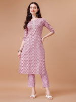 Thumbnail for Printed & Lace Yoke Embroidered Kurta With Pant & Dupatta, Multicolor - Hiral Fashion - Distacart