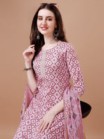 Thumbnail for Printed & Lace Yoke Embroidered Kurta With Pant & Dupatta, Multicolor - Hiral Fashion - Distacart