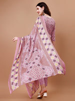 Thumbnail for Printed & Lace Yoke Embroidered Kurta With Pant & Dupatta, Multicolor - Hiral Fashion - Distacart