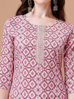 Thumbnail for Printed & Lace Yoke Embroidered Kurta With Pant & Dupatta, Multicolor - Hiral Fashion - Distacart