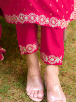 Thumbnail for Nyra Cut Embroidered Kurta With Pant & Dupatta, Pink - Hiral Fashion - Distacart