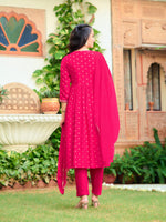 Thumbnail for Nyra Cut Embroidered Kurta With Pant & Dupatta, Pink - Hiral Fashion - Distacart