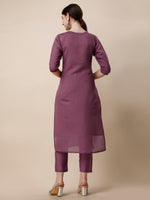 Thumbnail for Hand Embroidered Chanderi Kurta With Pant And Dupatta Set, Multicolor - Hiral Fashion - Distacart