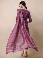Thumbnail for Hand Embroidered Chanderi Kurta With Pant And Dupatta Set, Multicolor - Hiral Fashion - Distacart