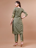 Thumbnail for Pure Banarasi Chanderi Jacquard Kurta With Pant & Dupatta Set, Multicolor - Hiral Fashion - Distacart
