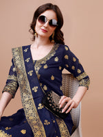 Thumbnail for Pure Banarasi Chanderi Jacquard Kurta With Pant & Dupatta Set, Multicolor - Hiral Fashion - Distacart