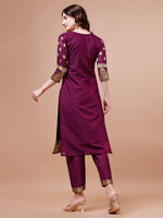 Thumbnail for Pure Banarasi Chanderi Jacquard Kurta With Pant & Dupatta Set, Multicolor - Hiral Fashion - Distacart