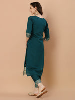 Thumbnail for Hand Embroidered Kurta With Pant & Organza Premium Embroidered Dupatta, Multicolor - Hiral Fashion - Distacart
