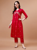 Thumbnail for Alia Cut Embroidered Kurta With Pant & Organza Embroidered Dupatta Premium, Multicolor - Hiral Fashion - Distacart