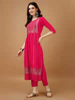Thumbnail for Nyra Cut Embroidered Kurta With Pant & Organza Embroidered Dupatta Luxury, Multicolor - Hiral Fashion - Distacart