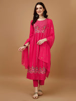 Thumbnail for Nyra Cut Embroidered Kurta With Pant & Organza Embroidered Dupatta Luxury, Multicolor - Hiral Fashion - Distacart