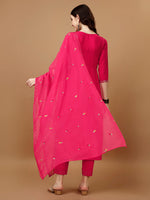 Thumbnail for Nyra Cut Embroidered Kurta With Pant & Organza Embroidered Dupatta Luxury, Multicolor - Hiral Fashion - Distacart