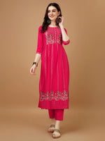 Thumbnail for Nyra Cut Embroidered Kurta With Pant & Organza Embroidered Dupatta Luxury, Multicolor - Hiral Fashion - Distacart