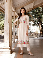 Thumbnail for Nyra Cut Floral Front Embroidered Kurta With Pant & Organza Embroidered Dupatta Premium, Multicolor - Hiral Fashion - Distacart