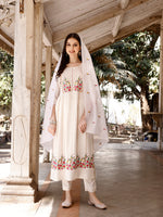 Thumbnail for Nyra Cut Floral Front Embroidered Kurta With Pant & Organza Embroidered Dupatta Premium, Multicolor - Hiral Fashion - Distacart