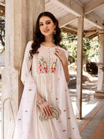 Thumbnail for Nyra Cut Floral Front Embroidered Kurta With Pant & Organza Embroidered Dupatta Premium, Multicolor - Hiral Fashion - Distacart