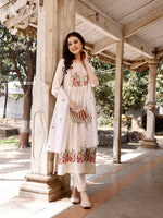 Thumbnail for Nyra Cut Floral Front Embroidered Kurta With Pant & Organza Embroidered Dupatta Premium, Multicolor - Hiral Fashion - Distacart