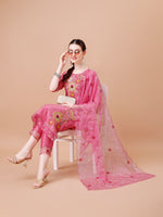 Thumbnail for Hand Embroidered Kurta With Pant & Embroidered Organza Dupatta Premium, Multicolor - Hiral Fashion - Distacart