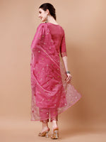 Thumbnail for Hand Embroidered Kurta With Pant & Embroidered Organza Dupatta Premium, Multicolor - Hiral Fashion - Distacart