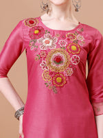 Thumbnail for Hand Embroidered Kurta With Pant & Embroidered Organza Dupatta Premium, Multicolor - Hiral Fashion - Distacart