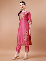 Thumbnail for Hand Embroidered Kurta With Pant & Embroidered Organza Dupatta Premium, Multicolor - Hiral Fashion - Distacart