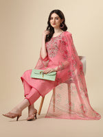 Thumbnail for Embroidered Kurta With Pant & Printed Dupatta Set, Multicolor - Hiral Fashion - Distacart