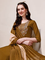 Thumbnail for Hand Embroidered Kurta With Pant & Dupatta, Multicolor - Hiral Fashion - Distacart