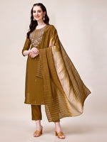 Thumbnail for Hand Embroidered Kurta With Pant & Dupatta, Multicolor - Hiral Fashion - Distacart