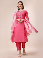 Thumbnail for Hand Embroidered & Embroidered Kurta With Pant & 2 Toned Dyed Dupatta, Multicolor - Hiral Fashion - Distacart