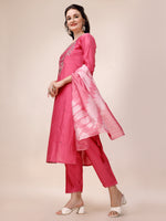 Thumbnail for Hand Embroidered & Embroidered Kurta With Pant & 2 Toned Dyed Dupatta, Multicolor - Hiral Fashion - Distacart