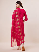 Thumbnail for Embroidered Kurta With Pant And Dupatta Set, Multicolor - Hiral Fashion - Distacart