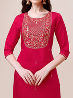 Thumbnail for Embroidered Kurta With Pant And Dupatta Set, Multicolor - Hiral Fashion - Distacart