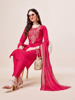 Thumbnail for Hand Embroidered Kurta With Pant & Dupatta, Multicolor - Hiral Fashion - Distacart